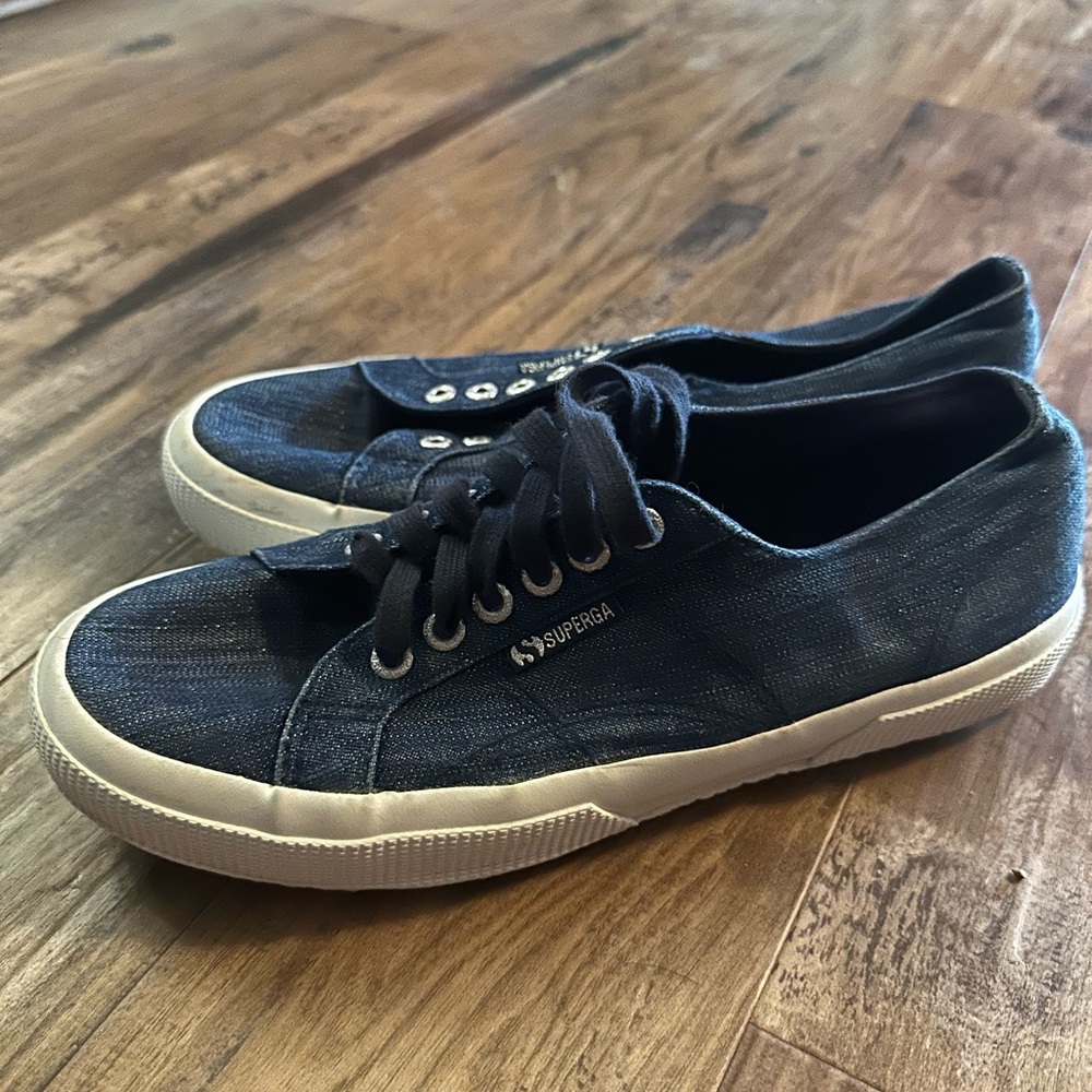 Superga Women’s Navy Denim Low-Top Sneakers